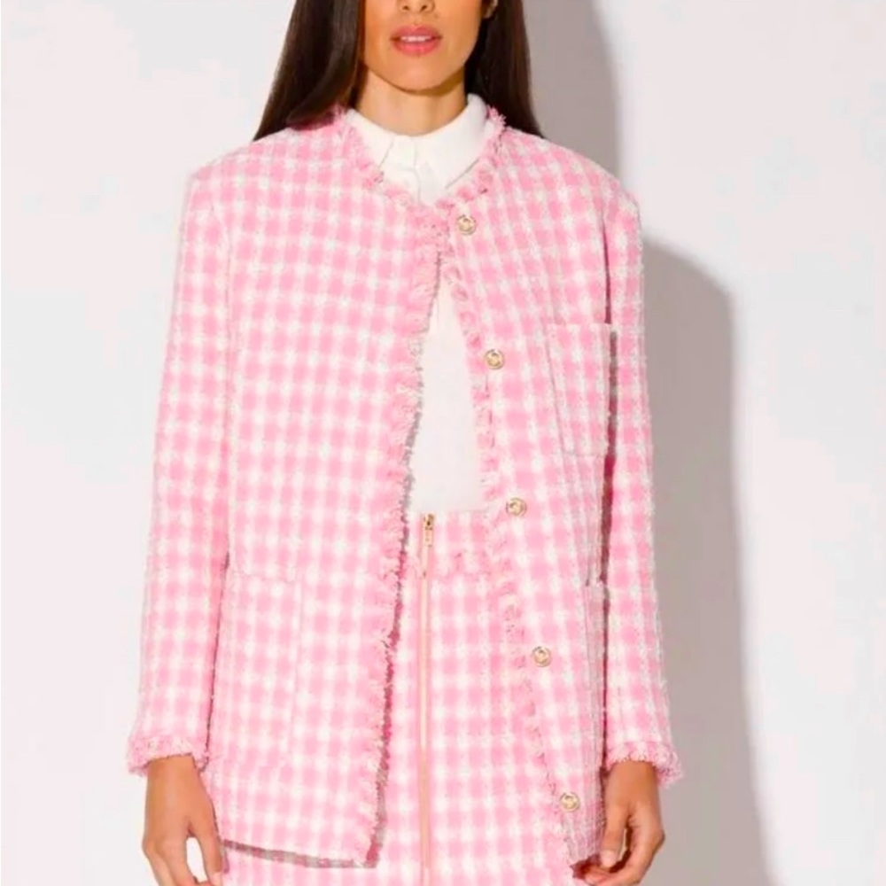 NWT WALTER BAKER KENNEDY NAUTICAL TWEED PINK JACKET AND KAILYN SKIRT SET - Picture 3 of 15